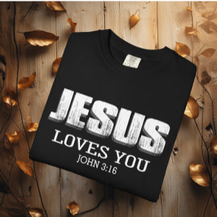 Jezus houdt van je Motivatie Bijbel T-shirt