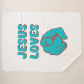 Jezus houdt van je op geloof gebaseerde citaat sherpa deken (Voorkant (horizontaal))