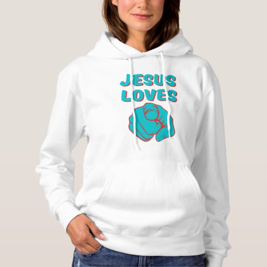 Jezus houdt van je op geloof gebaseerde citaat van hoodie (Voorkant)