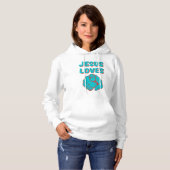 Jezus houdt van je op geloof gebaseerde citaat van hoodie (Voorkant volledig)