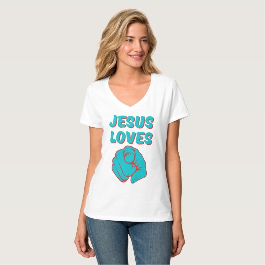 Jezus houdt van je op geloof gebaseerde Quote Wome T-shirt (Voorkant volledig)