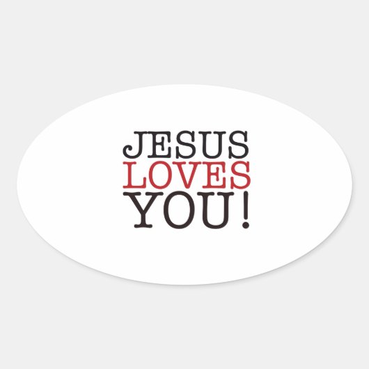 Jezus houdt van je! ovale sticker (Voorkant)