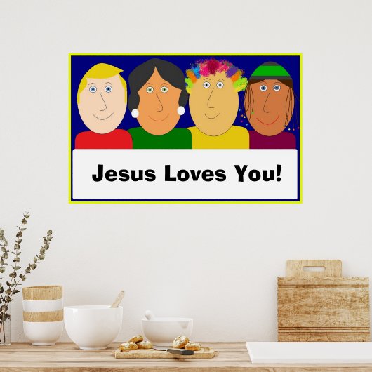 Jezus houdt van je! poster (Keuken)