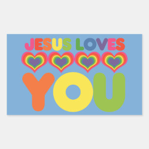 Jezus houdt van je rechthoekige sticker