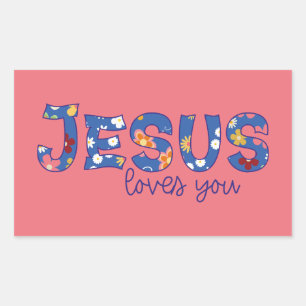Jezus houdt van je rechthoekige sticker