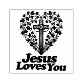 Jezus houdt van je retro groene Engelse klimop Rubberstempel (Afrduk)