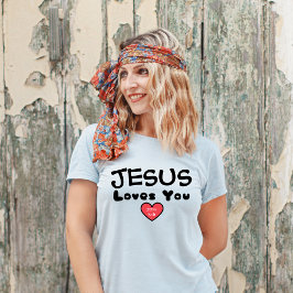 Jezus houdt van je Rode Hart T-shirt