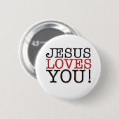 Jezus houdt van je! ronde button 5,7 cm (Voorkant /achterkant)