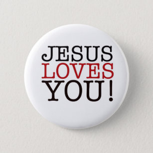 Jezus houdt van je! ronde button 5,7 cm