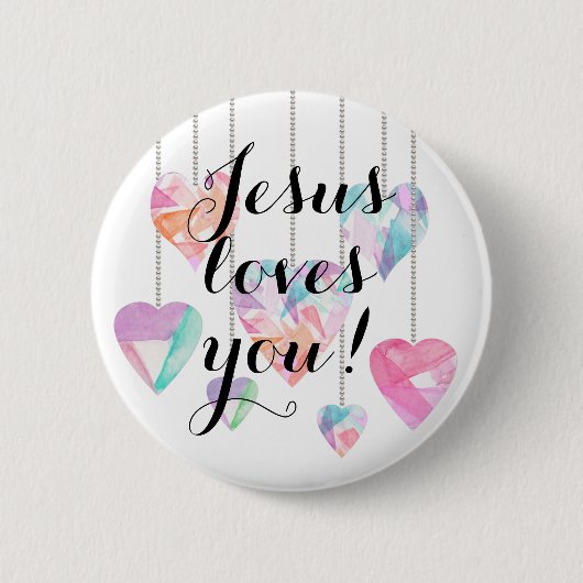 Jezus houdt van je! ronde button 5,7 cm (Voorkant)