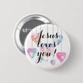 Jezus houdt van je! ronde button 5,7 cm (Voorkant /achterkant)