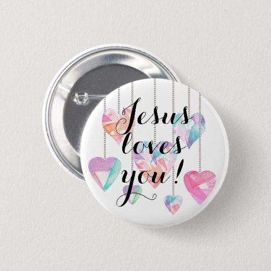 Jezus houdt van je! ronde button 5,7 cm (Voorkant /achterkant)
