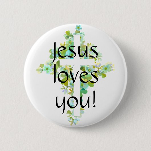 Jezus houdt van je! ronde button 5,7 cm (Voorkant)