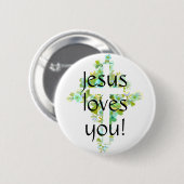 Jezus houdt van je! ronde button 5,7 cm (Voorkant /achterkant)