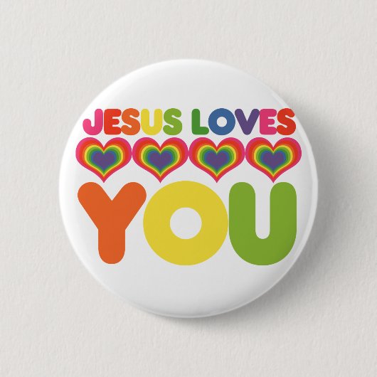 Jezus houdt van je ronde button 5,7 cm (Voorkant)