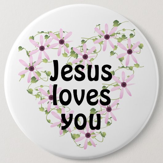 Jezus houdt van je ronde button 6,0 cm (Voorkant)