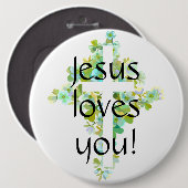 Jezus houdt van je! ronde button 6,0 cm (Voorkant /achterkant)