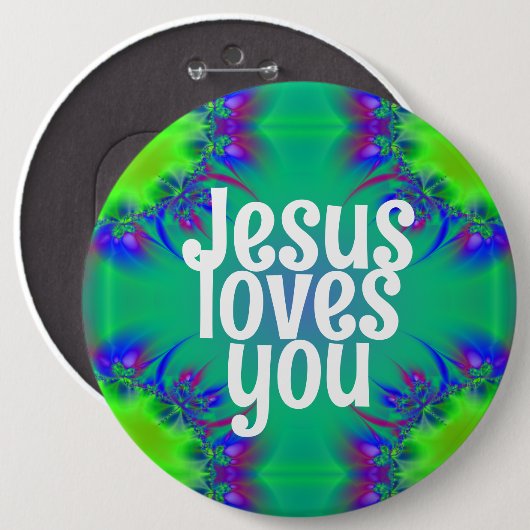 Jezus houdt van je ronde button 6,0 cm (Voorkant /achterkant)