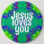 Jezus houdt van je ronde button 6,0 cm (Voorkant)