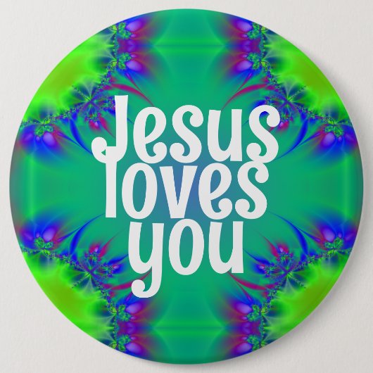 Jezus houdt van je ronde button 6,0 cm (Voorkant)