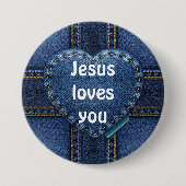 Jezus houdt van je ronde button 7,6 cm (Voorkant)