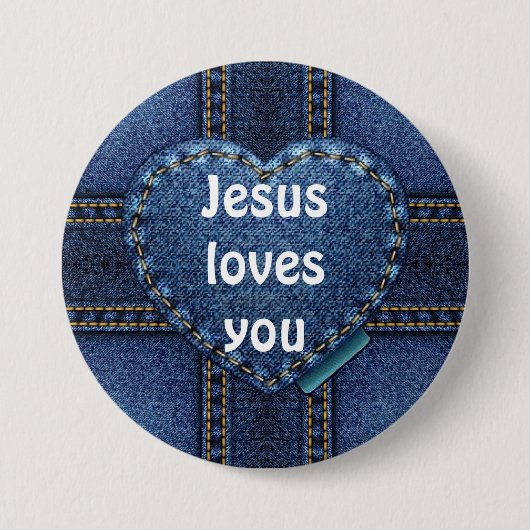 Jezus houdt van je ronde button 7,6 cm (Voorkant)