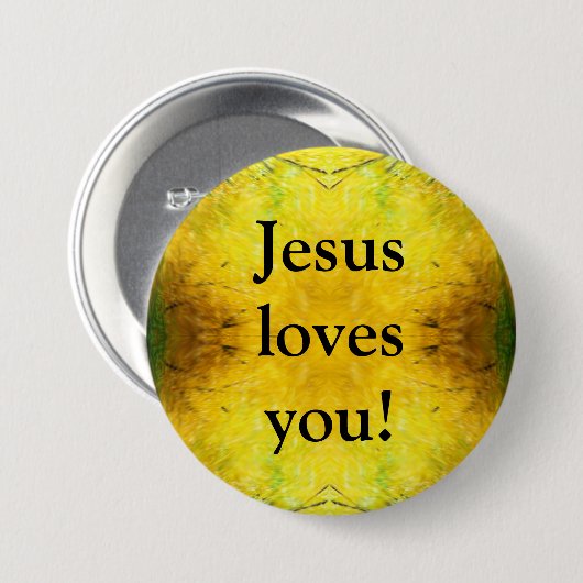 Jezus houdt van je! ronde button 7,6 cm (Voorkant /achterkant)