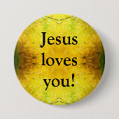 Jezus houdt van je! ronde button 7,6 cm (Voorkant)