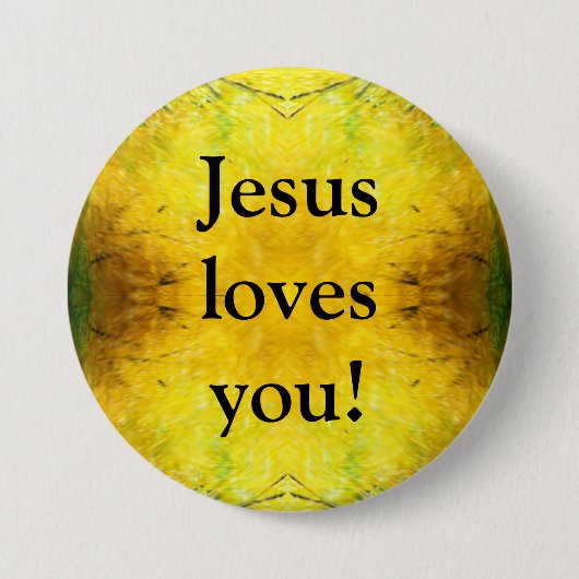 Jezus houdt van je! ronde button 7,6 cm (Voorkant)