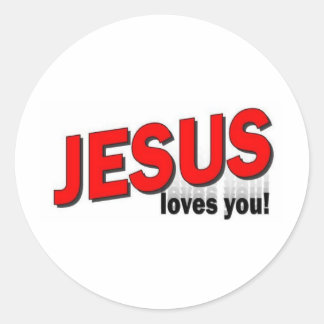Jezus houdt van je. ronde sticker