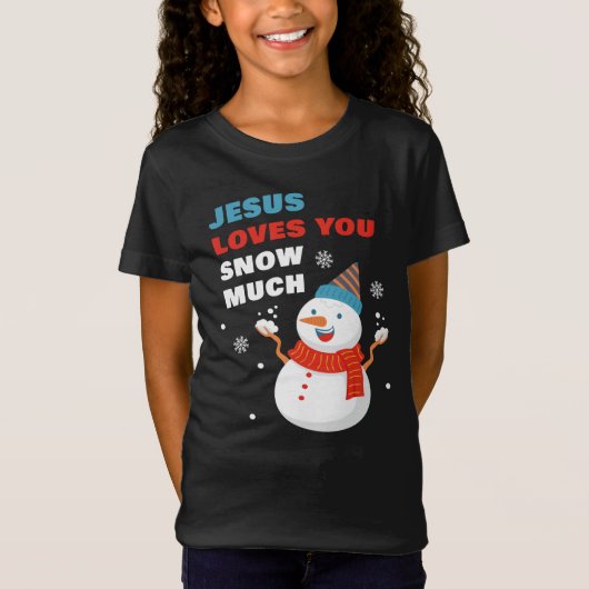 Jezus houdt van je sneeuwt veel Christelijk kerstf T-shirt (Voorkant)
