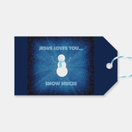 Jezus houdt van je sneeuwt veel! Christelijk Snowm Cadeaulabel