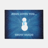Jezus houdt van je sneeuwt veel! Christelijk Snowm Deurmat (Voorkant)