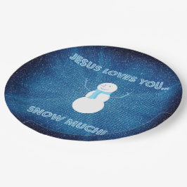 Jezus houdt van je sneeuwt veel! Christelijk Snowm Papieren Bordje