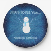 Jezus houdt van je sneeuwt veel! Christelijk Snowm Papieren Bordje (Voorkant)