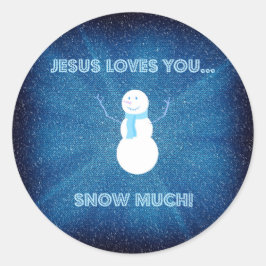 Jezus houdt van je sneeuwt veel! Christelijk Snowm Ronde Sticker