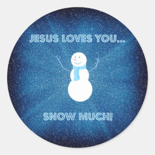 Jezus houdt van je sneeuwt veel! Christelijk Snowm Ronde Sticker