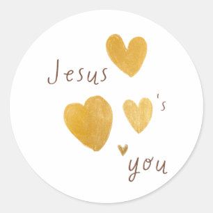 Jezus houdt van je. Stickers Labels Modern