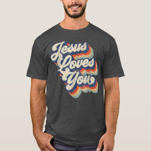 Jezus houdt van je  stijl Retro T-shirt