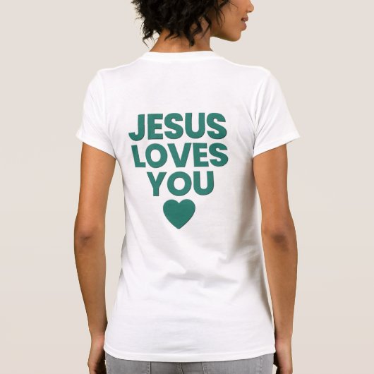 Jezus houdt van je T-shirt, Christelijke, in relië T-shirt (Achterkant)