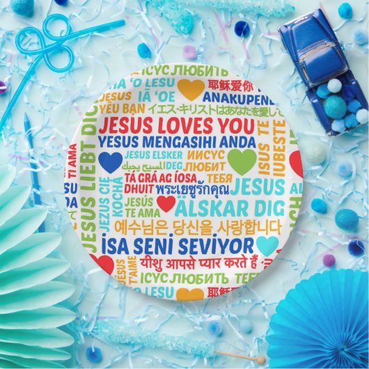 Jezus houdt van je talen papieren bordje (Feest)