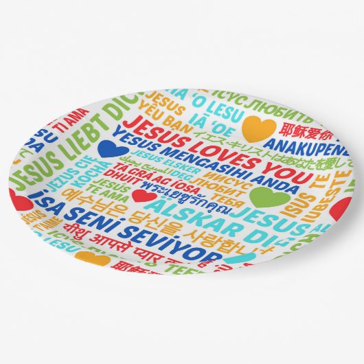 Jezus houdt van je talen papieren bordje (Gekanteld)