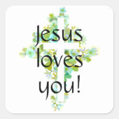 Jezus houdt van je! vierkante sticker (Voorkant)
