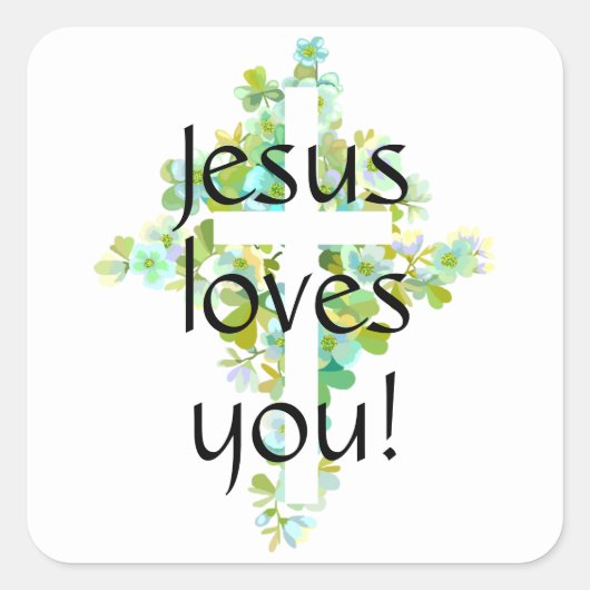 Jezus houdt van je! vierkante sticker (Voorkant)
