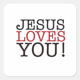 Jezus houdt van je! vierkante sticker