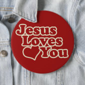 Jezus houdt van je voor christenen ronde button 6,0 cm (In situ)