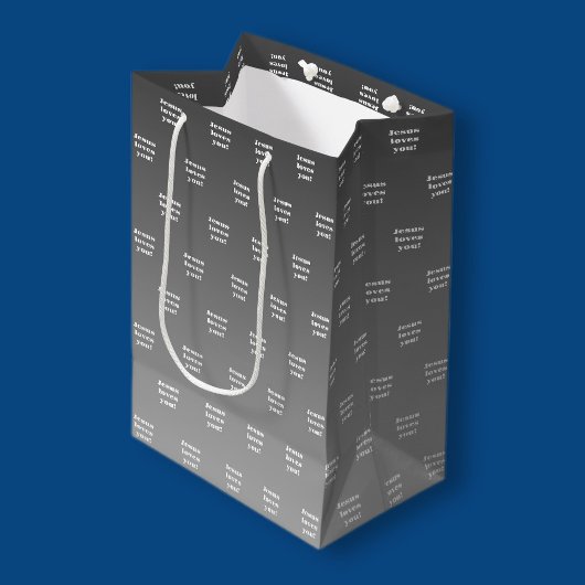 Jezus houdt van je! | Zwart-wit ombre Medium Cadeauzakje