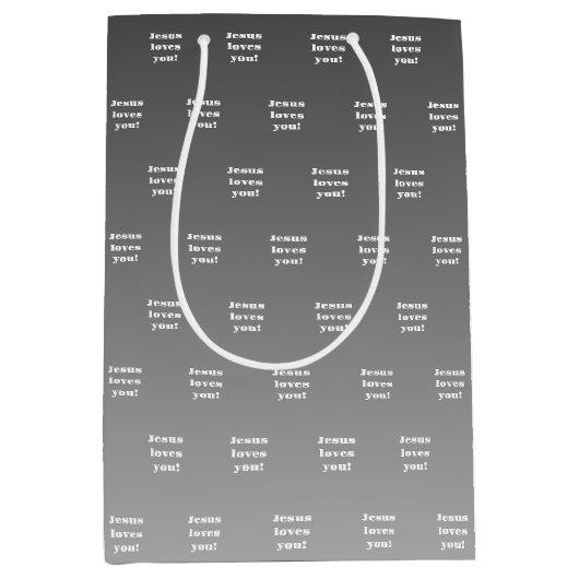 Jezus houdt van je! | Zwart-wit ombre Medium Cadeauzakje (Voorkant)