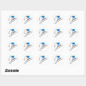 Jezus houdt van je zwarte Script Blauw hart Ronde Sticker (Vel)
