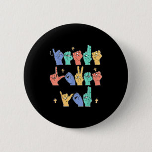 Jezus Houdt Van Jou Asl Christelijke Jezus Peuter Ronde Button 5,7 Cm